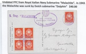 Undated PPC fm Italian Royal Submarine Malachite (M6961)