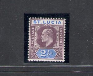 1904-10 St. Lucia - Stanley Gibbons #68 - 2 1/2d. dull purple and ultramarine -