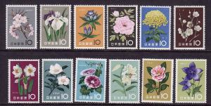 D3-Japan-Scott#712-23-unused NH set-Flowers-1961-