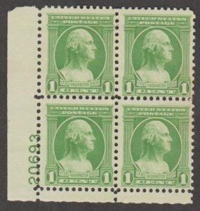 U.S. Scott #705 Washington Stamp - Mint NH Plate Block