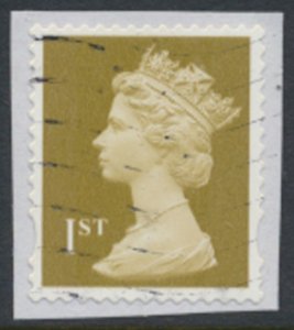 GB   1st Machin Gold  SG 1668  Used on piece   SC# MH300  see scans