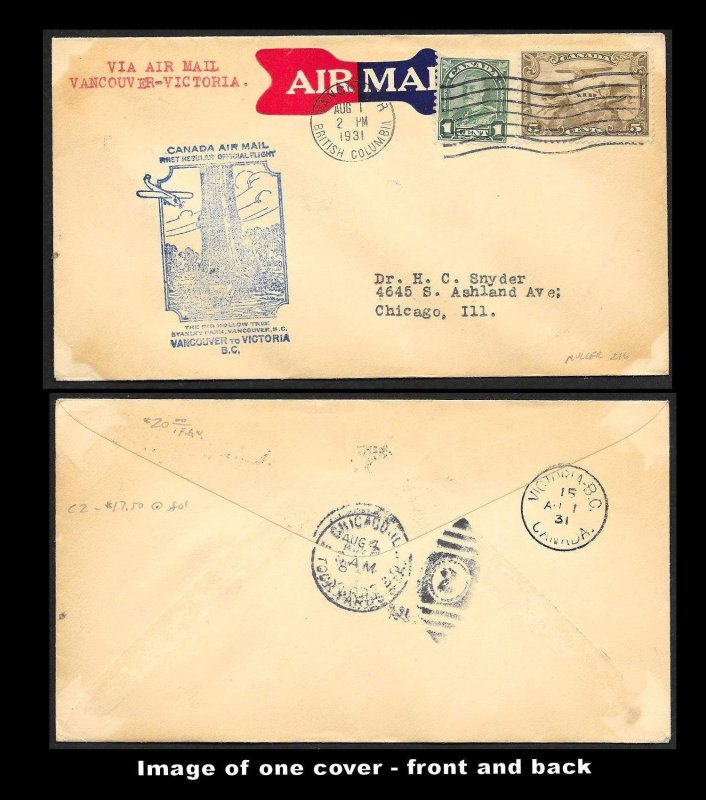 CANADA First Flight Covers (34) all early mostly Postmaster signed