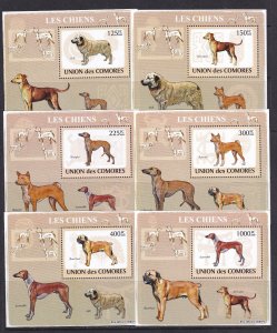 Comoros 2009 Dogs 6 S/Sheets Deluxe Edition MNH