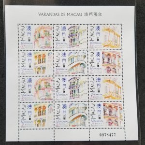 *FREE SHIP Macau Macao 1997 Verandas Building Heritage Culture (sheetlet) MNH