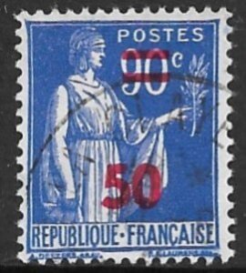 FRANCE 1941-44 50c on 90c Peace Surcharge Issue Sc 406 VFU