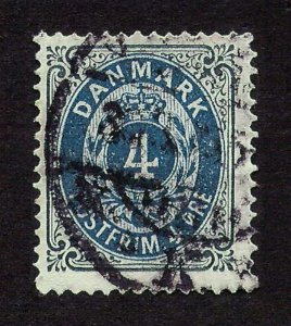 Denmark 1875 4o Oval #26 Dark Cobalt Blue / Black Facit 29f F-VF Used