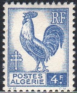 Algeria 184 - Mint-H - 4fr Gallic Cock (Rooster) (1945) (cv $0.30) (1)