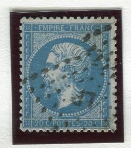 FRANCE;  1862 classic Napoleon Perf issue used 20c. , Lettered POSTMARK LP