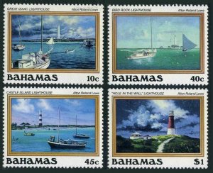 Bahamas 630-633,MNH.Michel 640-643. Paintings 1987.Lighthouses:Alton R.Lowe.