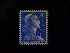 France, Scott #755, used (o), 1957, Marianne (de Muller), Type I,  20frs, ultra
