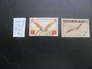 SWITZERLAND 1929-30 USED SC C13,15 AIRMAIL VF/XF $100 (185)