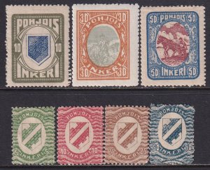 Russia North Ingermanland 1920 Sc 1-4, 8-10 Stamp MH