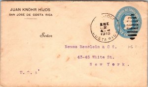 1916 San Jose Costa Rica Mail Cover To New York City NY USA