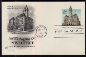 US UX99 Old Washington Post Office Postal Card Artcraft U/A FDC