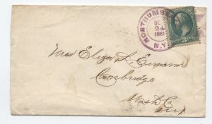 1881 Northumberland NY iron cross fancy cancel cover 3ct banknote [k.525]