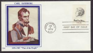 US 1731 Carl Sangburg 1978 1st Western Silk U/A FDC