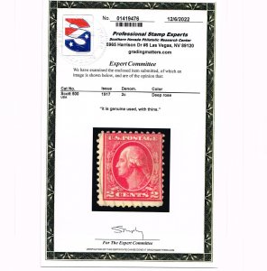 AFFORDABLE GENUINE SCOTT #500 USED 1917 TYPE-Ia DEEP ROSE WASHINGTON PSE CERT