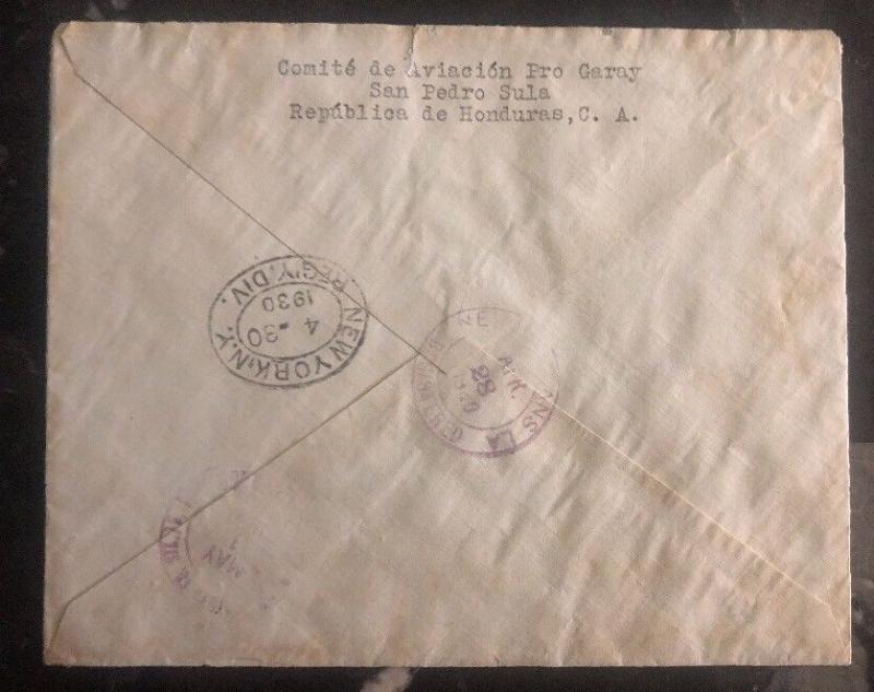 1930 San Pedro Sula Honduras airmail cover to New York USA