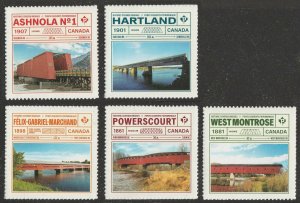 Canada 3181-3185 Historic Covered Bridges 'P' set (5 booklet stamps) MNH 2019 