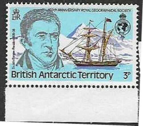 BRITISH ANTARCTIC TERR. SG93 1980 3d ROYAL GEOGRAPHICAL SOCIETY OFFSET MNH