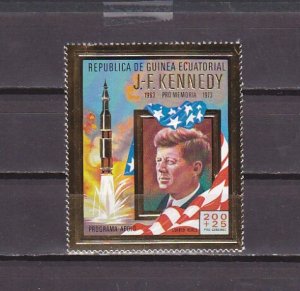 Equatorial Guinea, Mi cat. 306 A. President John Kennedy, Gold Foil issue.  ^