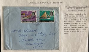 1967 Pitcairn Island Cover To Seattle WA Usa