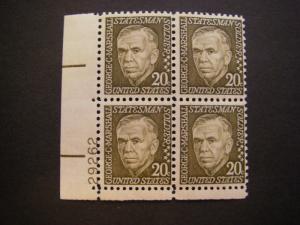 Scott 1289, 20c George C. Marshall, PB4 #29262 LL, MNH Prominent Beauty
