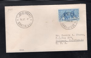 Martinique 1940 Fort-de-France to Salinas, CA cover franked 2.25f, Scott 167