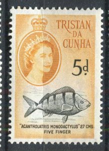 TRISTAN DA CUNHA; 1950s early QEII Pictorial issue fine Mint hinged 5d. value