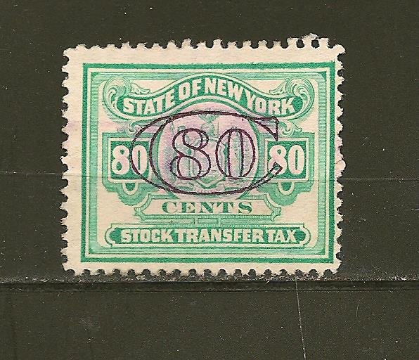 USA State of New York 80 Cents Stock Transfer Tax Stamp Used