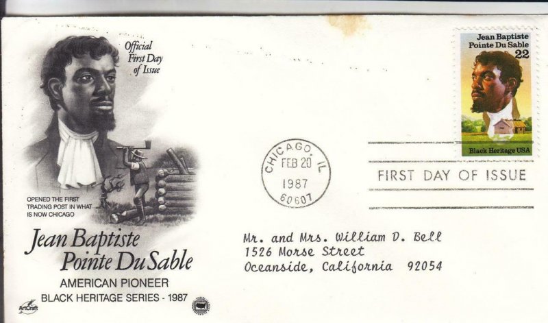 1987, Jean Baptiste Pointe DuSable, Artcraft/PCS, FDC (E8648)