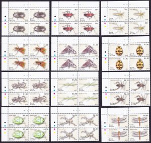 Cook Is. Insects Beetle Dragonfly Definitives Part 1 Corner Blocks of 4 2013
