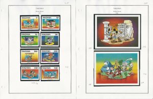 Tanzania Stamp Collection on 13 Pages, 1991-1994 Disney Mint Sets, JFZ