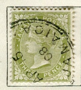 JAMAICA; 1883 early classic QV issue used 3d. value 