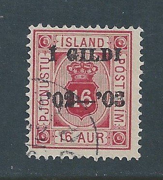 Iceland #O28 Used 16a Crown Official Ovptd.