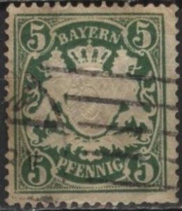 Bavaria 62 (used) 5pf coat of arms, dk green (1900)