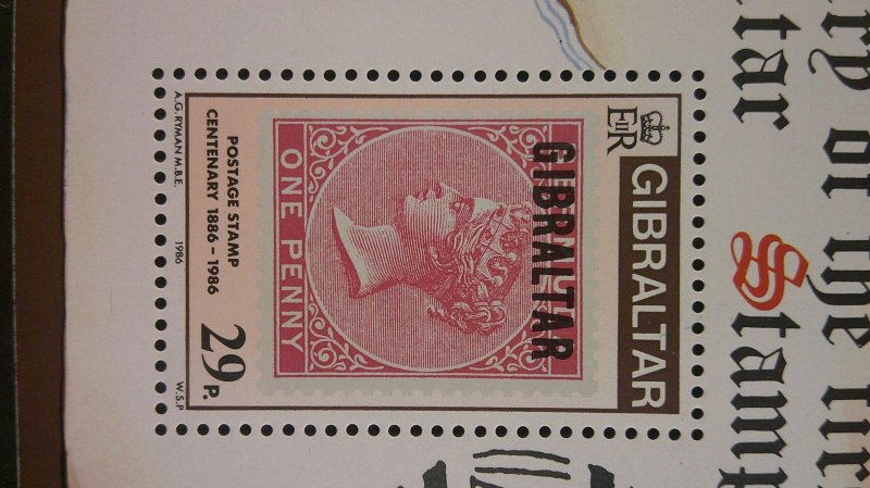 Gibraltar 1986 Stamp Centenary Scott# 485-490 Mint XF NH CPL set of 5 + S/S