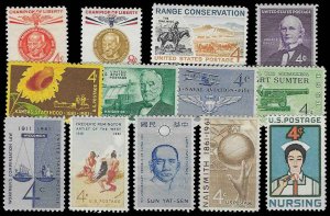 PCBstamps 1961 Commemoratives Year Set, (1174-78,1183-90) (13) MNH, (5)