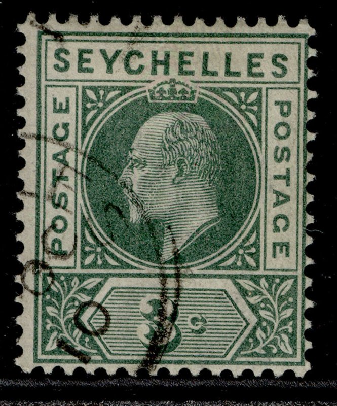 SEYCHELLES EDVII SG47, 3c dull green, FINE USED. 