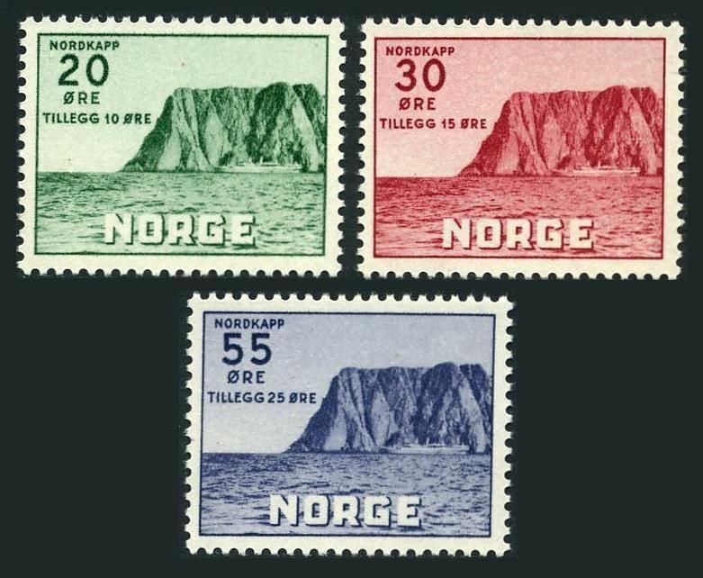 Norway B54-B56, MNH. Michel 380-382. Tourist Association, 1953. North Cape,Ship.