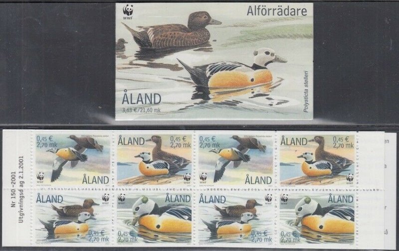 ALAND ISLANDS Sc# 185e MNH COMPLETE BOOKLET of BIRD STAMPS, WORLD WILDLIFE FUND