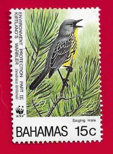 BAHAMAS SCOTT#=829a 1995 15c KIRTLANDS WARBLER BIRD - MNH