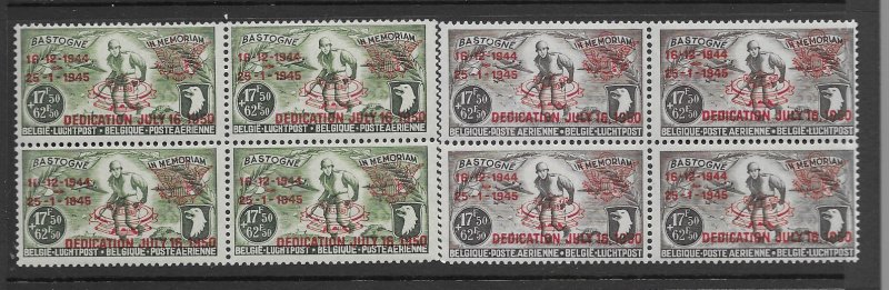 Belgium CB1-2 MNH overprint x 4, f- vf, see desc. 2020 CV $80.00