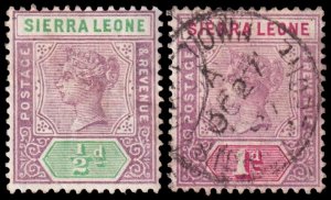Sierra Leone Scott 34-35 (1896-97) Used F, CV $5.50 C