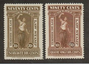 Canada Revenues Quebec Law Stamp QL62 & QL64 Mint never hinged