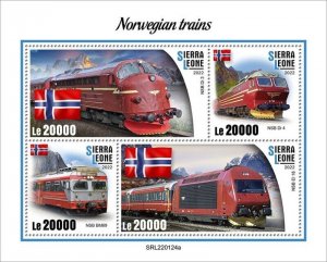 Sierra Leone - 2022 Norwegian Trains - 4 Stamp Sheet - SRL220124a