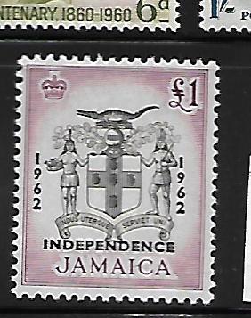 JAMAICA, 196, MINT HINGED HINGE REMNANT, COMMEMORATE JAMAICA'S INDEPENCE