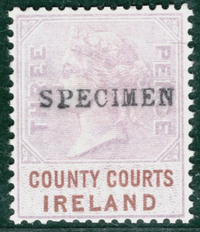 GB Ireland QV REVENUE Stamp  3d Lilac COUNTY COURTS *SPECIMEN* Mint MM WHITE132