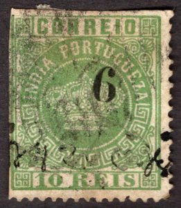 1881, Portuguese India, 6R on 10, Used, Sc 123