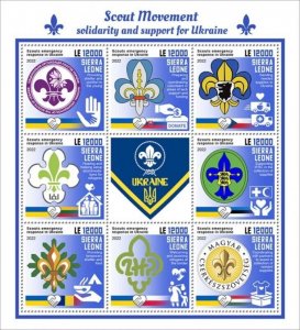 Sierra Leone - 2022 Scout Movement & Ukraine - 8 Stamp Sheet - SRL220228a